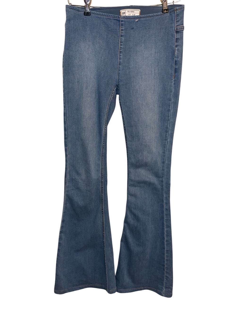 Free People Pull-On Flare Jeans Size 26 Blue Stretch Denim Bell Bottom Boho